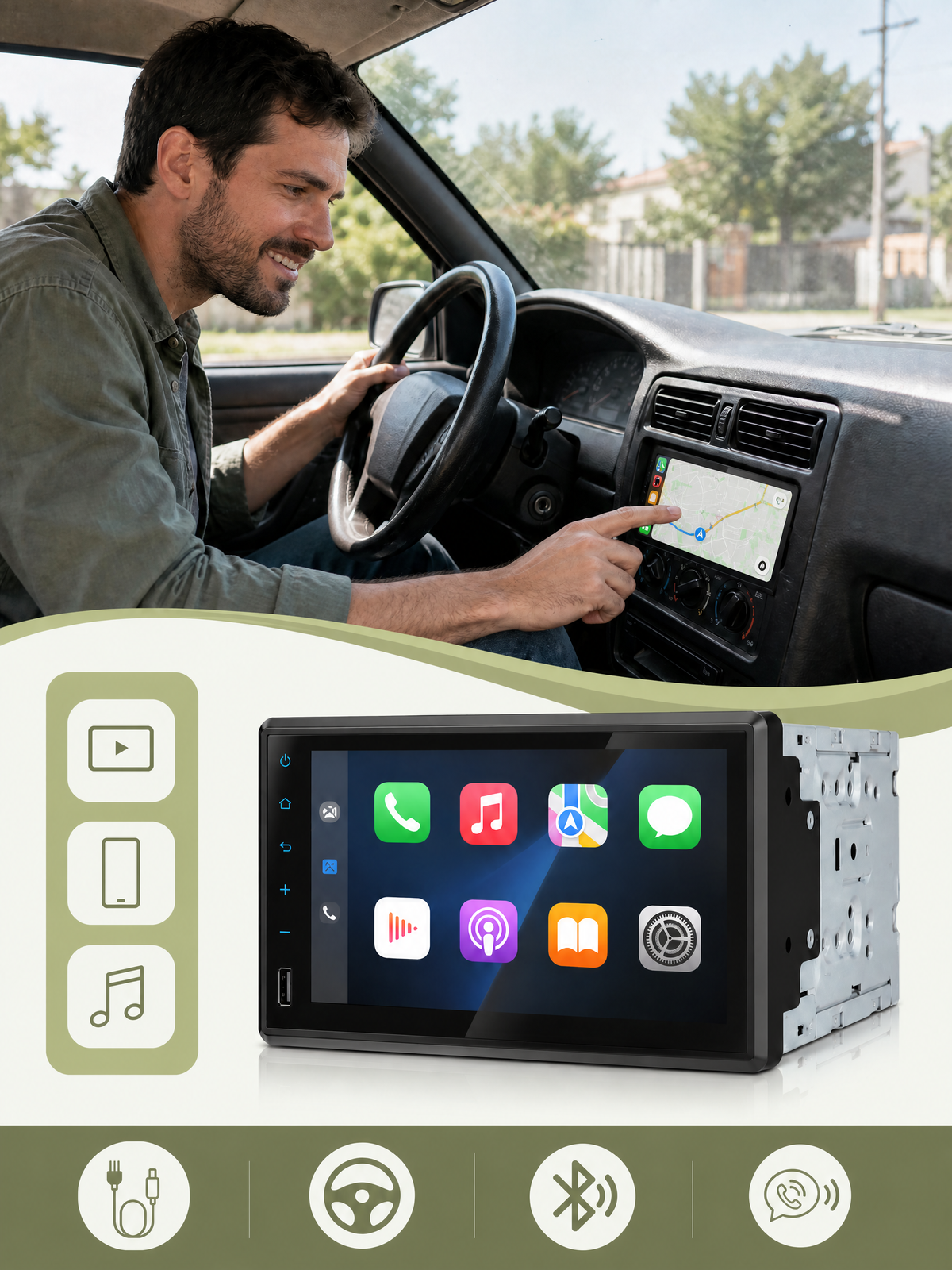 DriveLink® — Autoradio Écran Tactile CarPlay & Android Auto