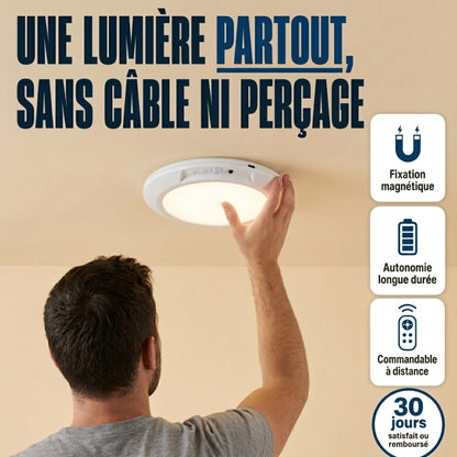 Lumina® — Lampe de Plafond Magnétique Rechargeable à Détecteur