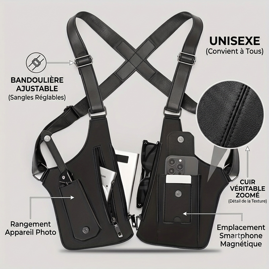 Clariva SecureCarry Pro® — Sacoche Croisée Cuir Ajustable