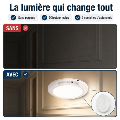 Lumina® — Lampe de Plafond Magnétique Rechargeable à Détecteur