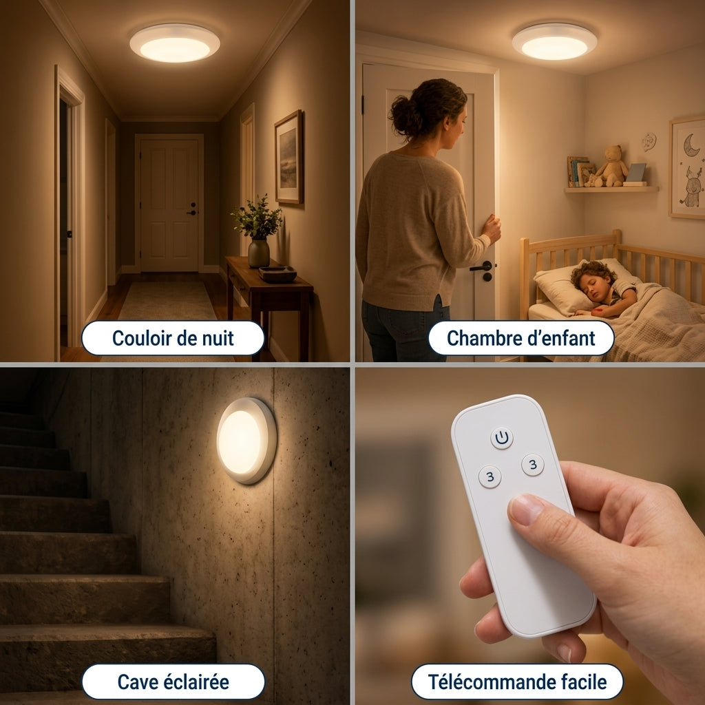 Lumina® — Lampe de Plafond Magnétique Rechargeable à Détecteur